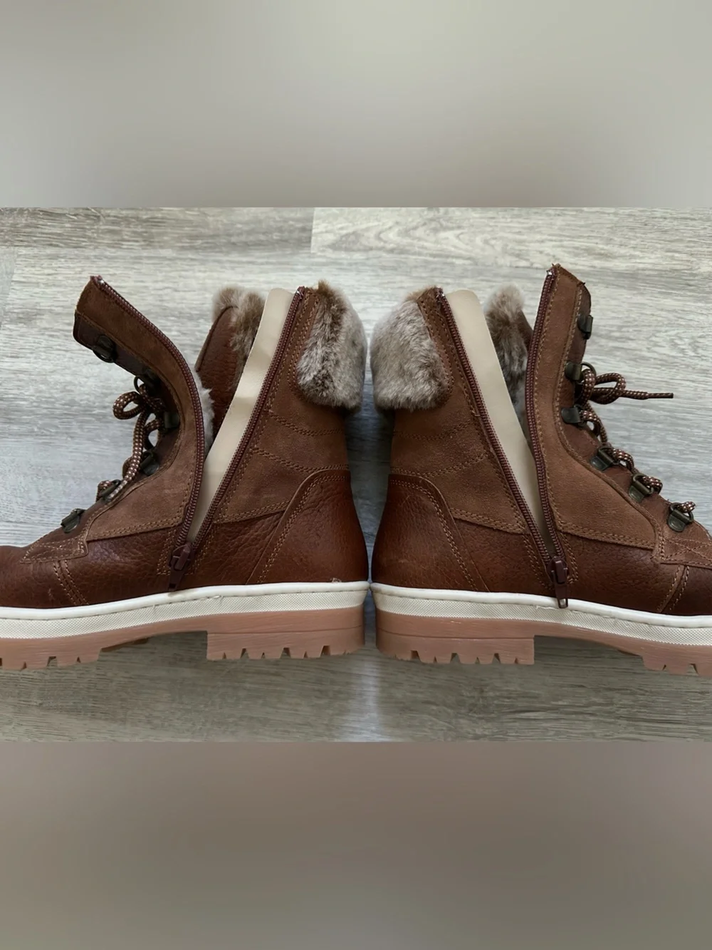 Eric Michael Denver Brown Leather Faux Fur Winter Boots EU 40
